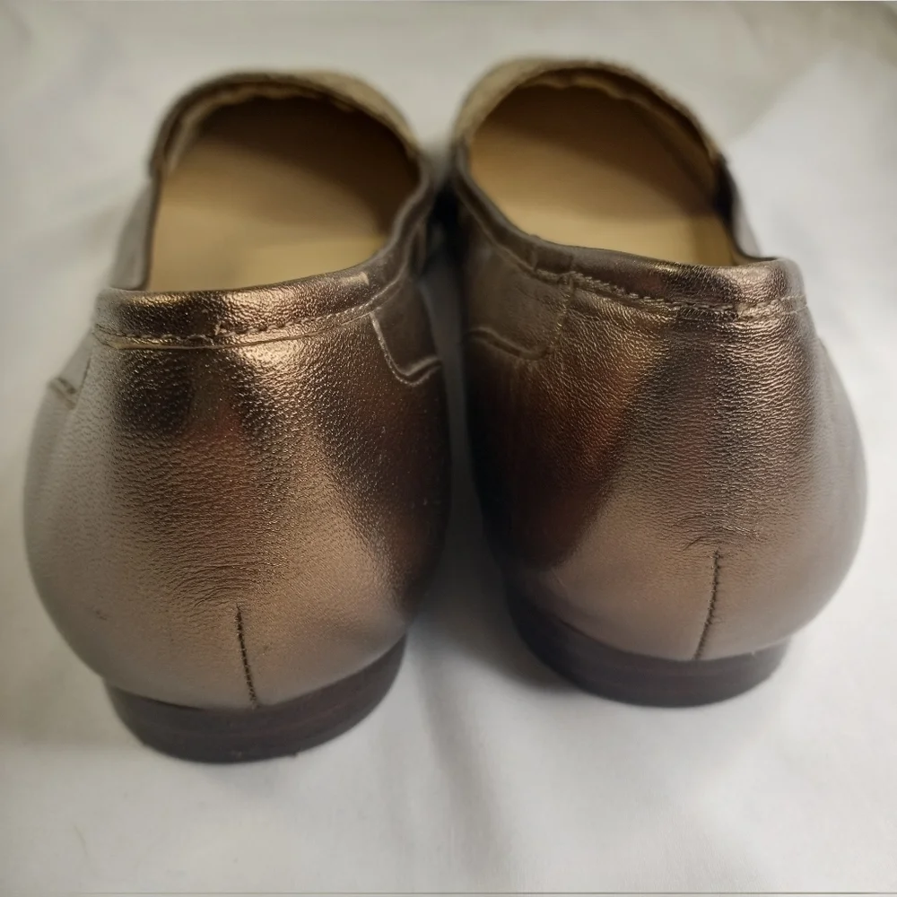 𝅺JOAN & David Gold Snakeskin Circa Luxe Flats Women's Size 8.5